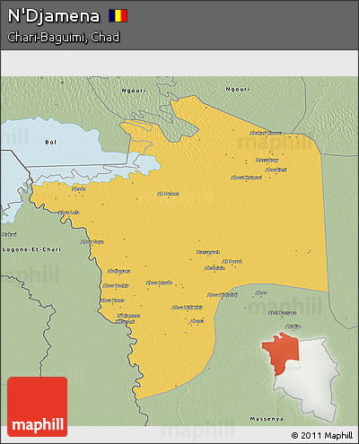 Savanna Style 3D Map of N'Djamena