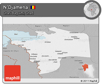 Gray Panoramic Map of N'Djamena