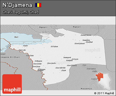 Gray Panoramic Map of N'Djamena