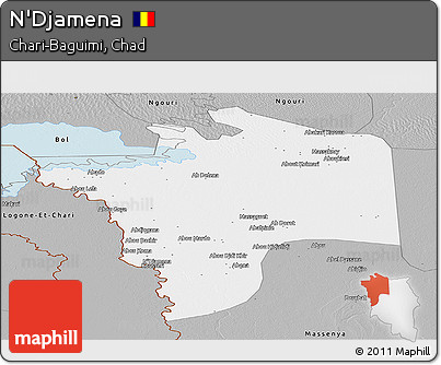 Gray Panoramic Map of N'Djamena