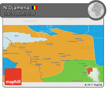 Political Panoramic Map of N'Djamena