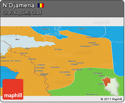 Political Panoramic Map of N'Djamena