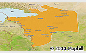 Political Panoramic Map of N'Djamena, satellite outside