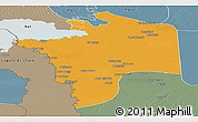 Political Panoramic Map of N'Djamena, semi-desaturated