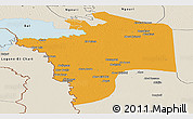 Political Panoramic Map of N'Djamena, shaded relief outside