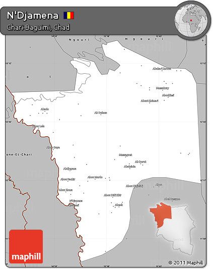 Gray Simple Map of N'Djamena