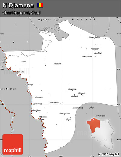 Gray Simple Map of N'Djamena