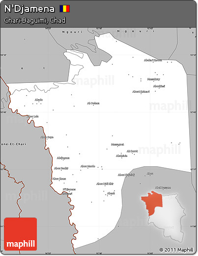 Gray Simple Map of N'Djamena