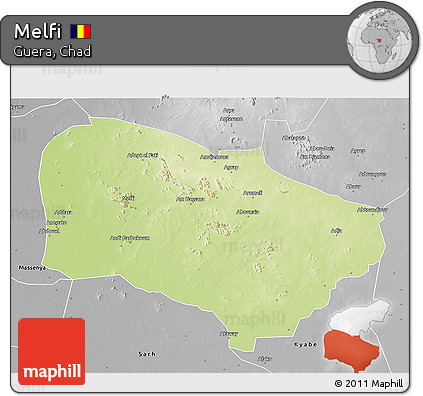 Physical 3D Map of Melfi, desaturated