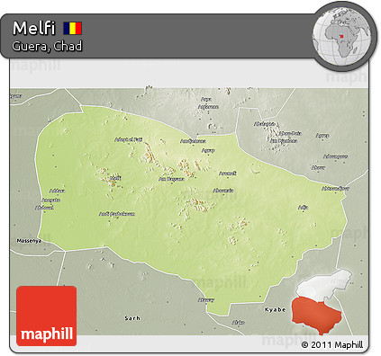 Physical 3D Map of Melfi, semi-desaturated