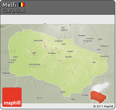 Physical 3D Map of Melfi, semi-desaturated