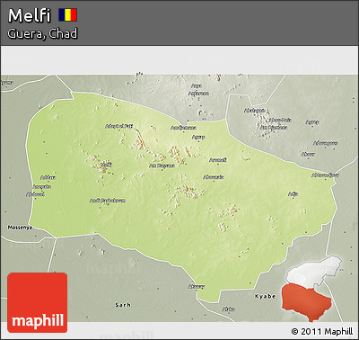 Physical 3D Map of Melfi, semi-desaturated
