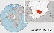 Gray Location Map of Melfi, highlighted country, hill shading