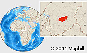 Shaded Relief Location Map of Mongo