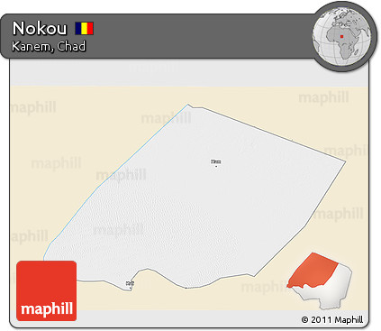 Classic Style 3D Map of Nokou, single color outside