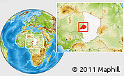 Physical Location Map of Nokou, highlighted country, within the entire country