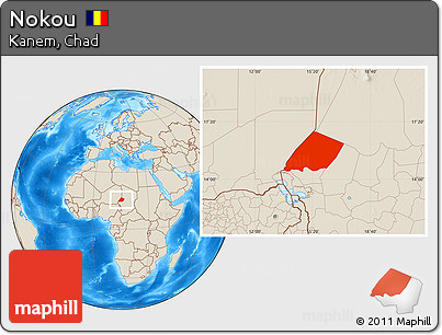 Shaded Relief Location Map of Nokou