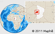 Shaded Relief Location Map of Nokou, highlighted country, within the entire country