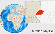Shaded Relief Location Map of Nokou, highlighted country