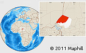Shaded Relief Location Map of Nokou, highlighted parent region