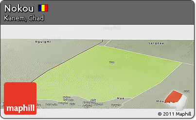Physical Panoramic Map of Nokou, semi-desaturated