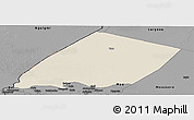 Shaded Relief Panoramic Map of Nokou, darken, desaturated