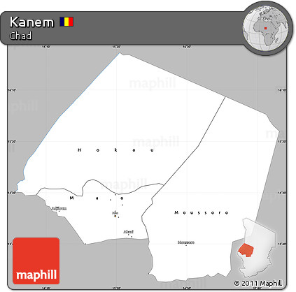 Gray Simple Map of Kanem, single color outside