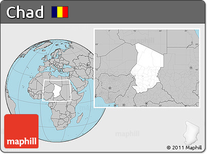 Blank Location Map of Chad, gray outside