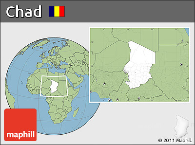 Blank Location Map of Chad, savanna style outside