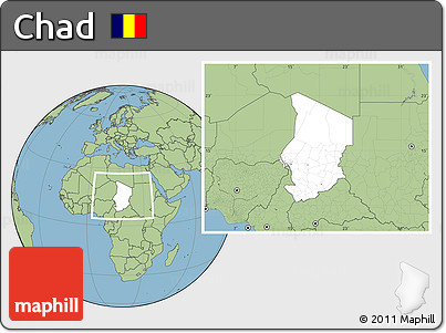 Blank Location Map of Chad, savanna style outside