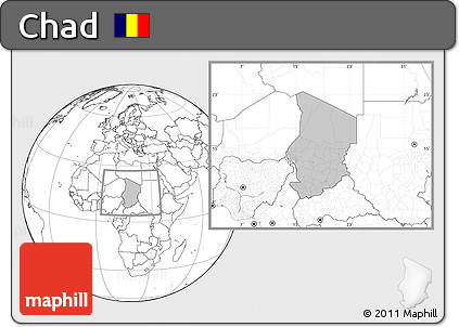 Gray Location Map of Chad, blank outside