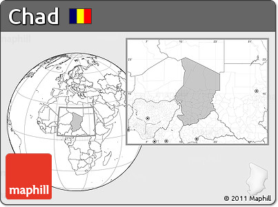 Gray Location Map of Chad, blank outside
