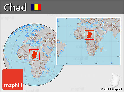 Gray Location Map of Chad, within the entire continent