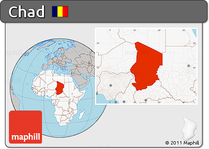 Gray Location Map of Chad, highlighted continent