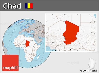 Gray Location Map of Chad, highlighted continent