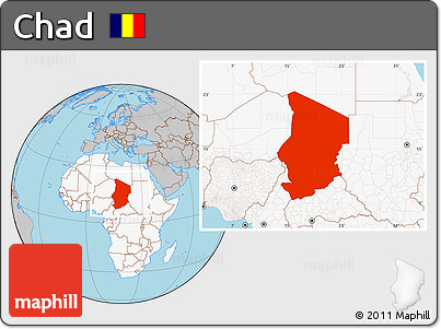 Gray Location Map of Chad, highlighted continent