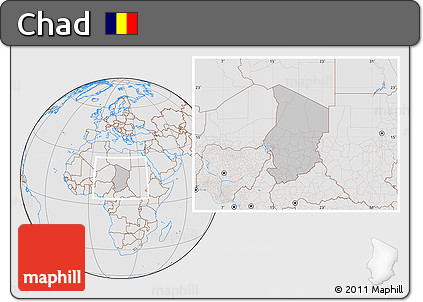 Gray Location Map of Chad, lighten, desaturated