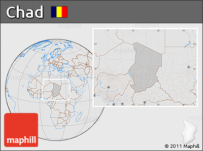 Gray Location Map of Chad, lighten, desaturated