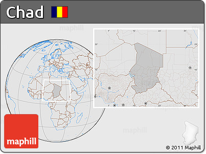 Gray Location Map of Chad, lighten, desaturated