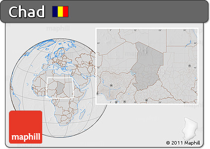 Gray Location Map of Chad, lighten, desaturated, hill shading