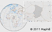 Gray Location Map of Chad, lighten, desaturated