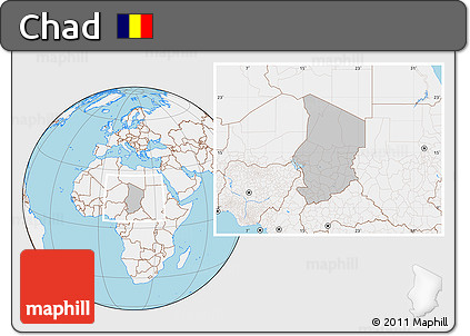 Gray Location Map of Chad, lighten, land only