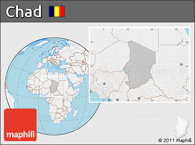 Gray Location Map of Chad, lighten, land only
