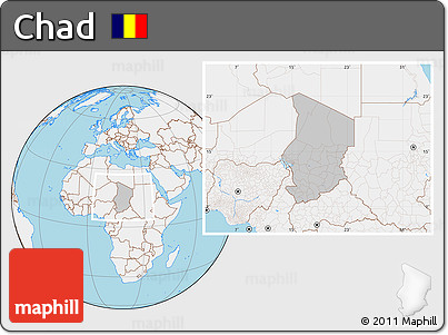 Gray Location Map of Chad, lighten, land only