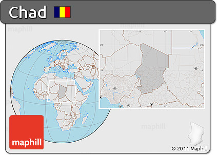 Gray Location Map of Chad, lighten, semi-desaturated, land only