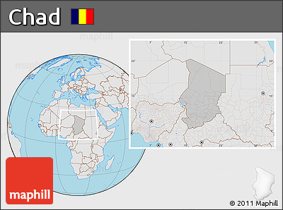 Gray Location Map of Chad, lighten, semi-desaturated, land only