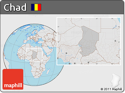Gray Location Map of Chad, lighten, semi-desaturated, land only