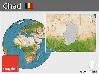 Gray Location Map of Chad, satellite outside