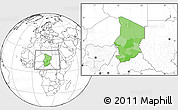Political Location Map of Chad, blank outside