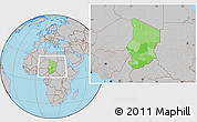 Political Location Map of Chad, gray outside